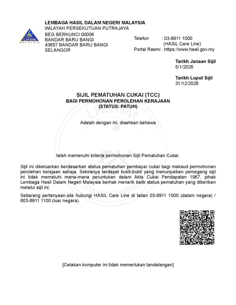 LHDN Tax Compliance Certificate