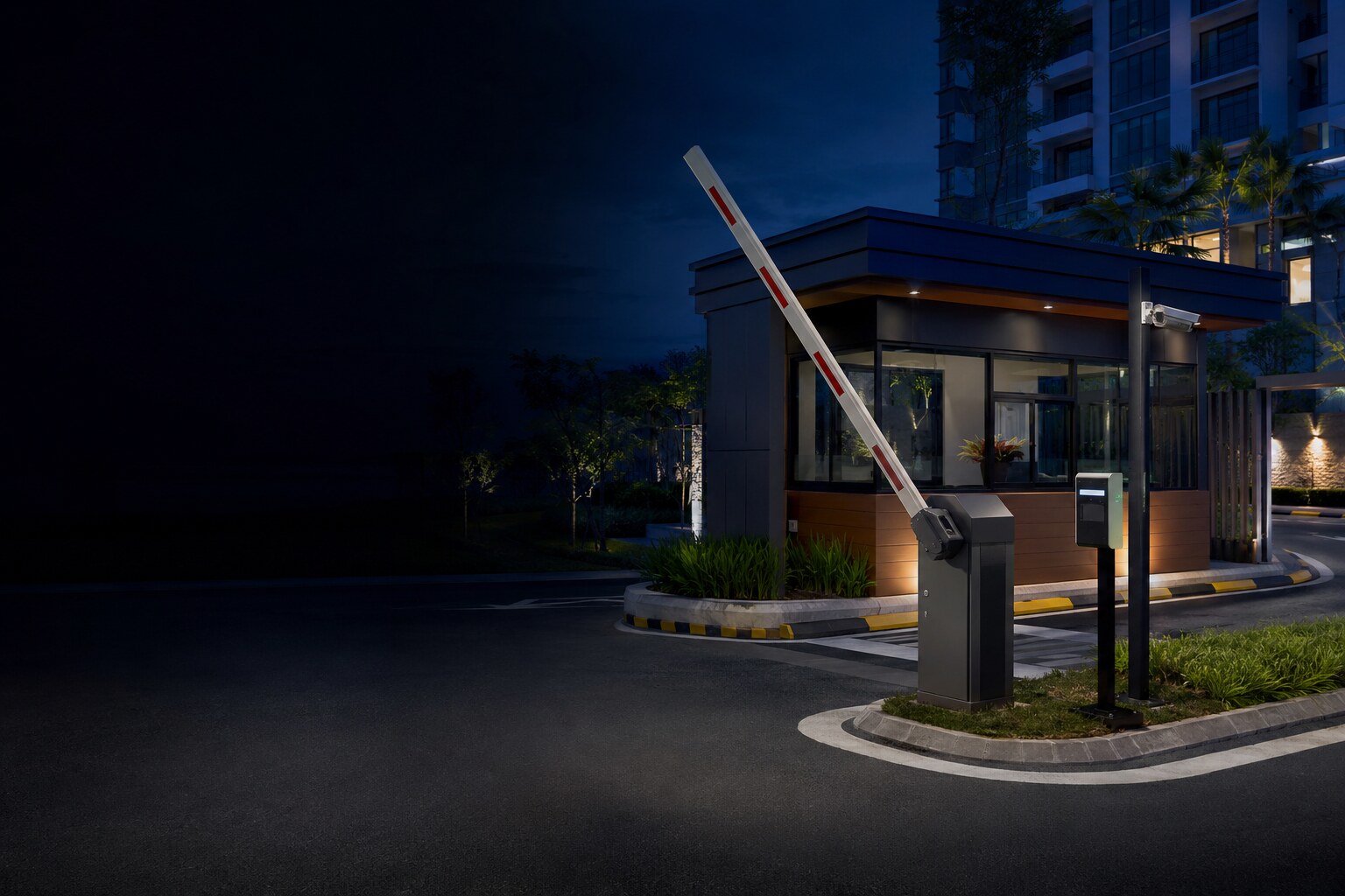 Automatic barrier gate controlling a modern vehicle entrance